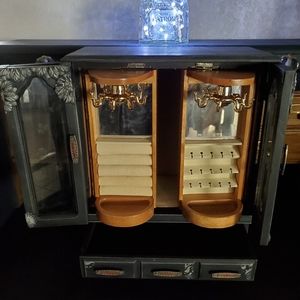 Silver & Black Jewelry Box Chest Armoire